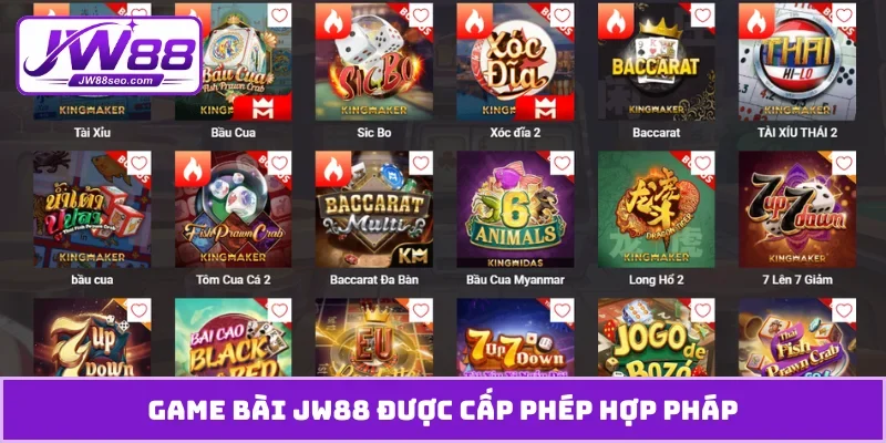 Game bài JW88 được cấp phép hợp pháp