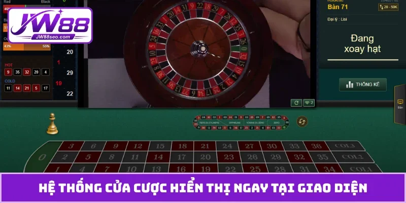 Hệ thống cửa cược hiển thị ngay tại giao diện