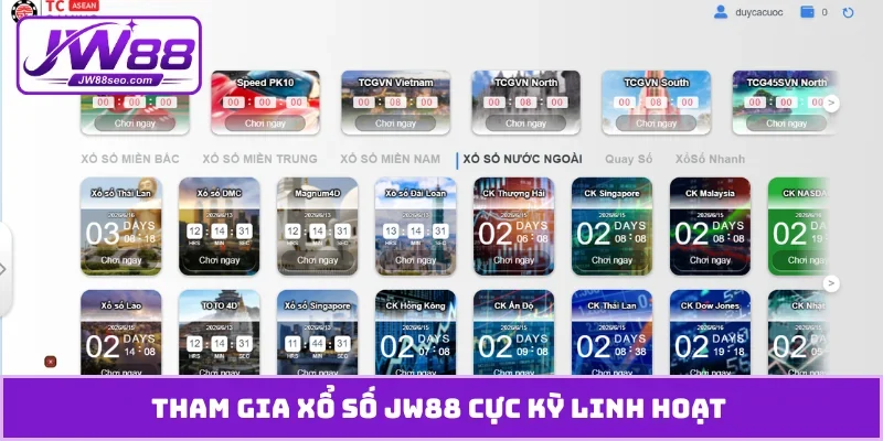 Tham gia xổ số JW88 cực kỳ linh hoạt