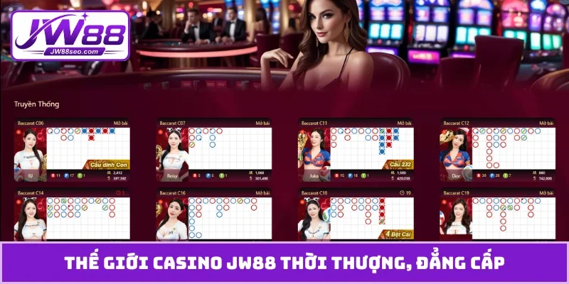Thế giới casino JW88 thời thượng, đẳng cấp